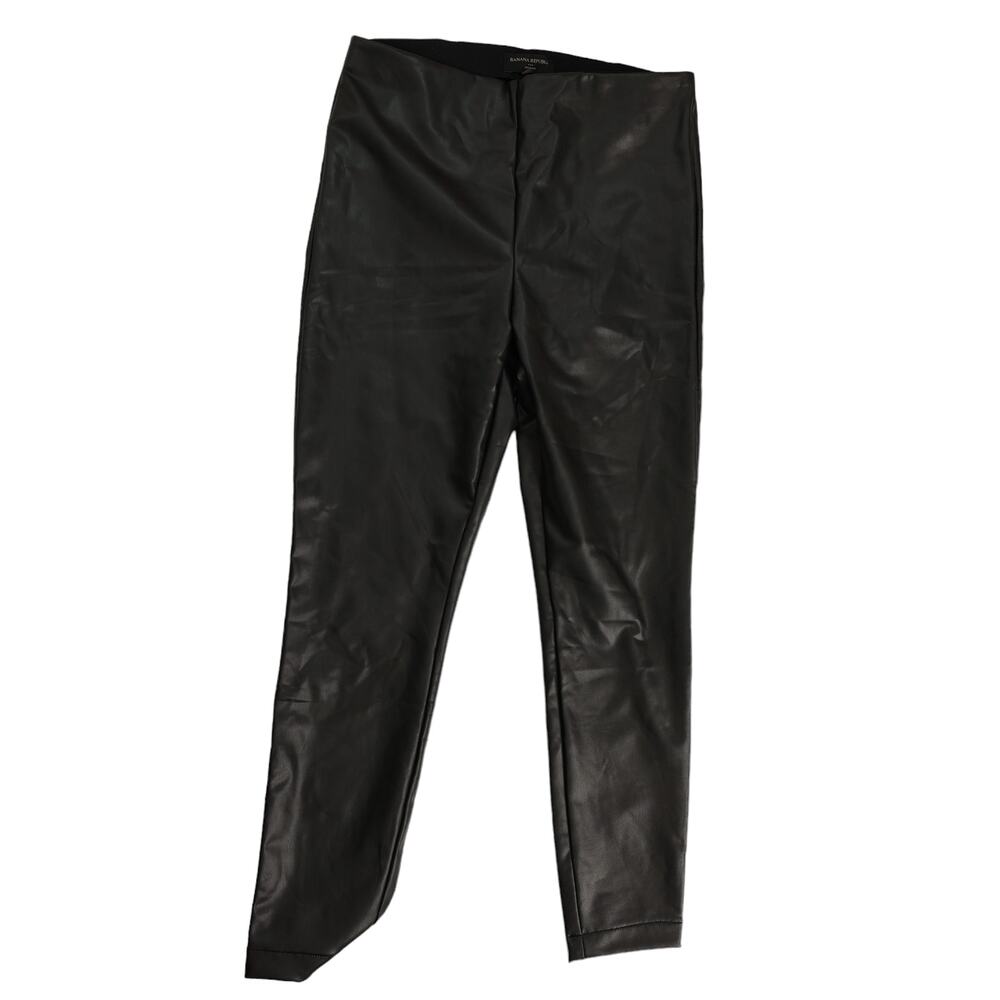 Banana Republic Black Vegan Leather‎ Pants leggings Size medium NWT